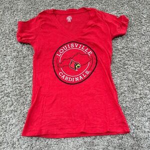 Rivalry Threads Louisville Cardinals Red V-Neck Graphic T-Shirt Womens Small 4/6